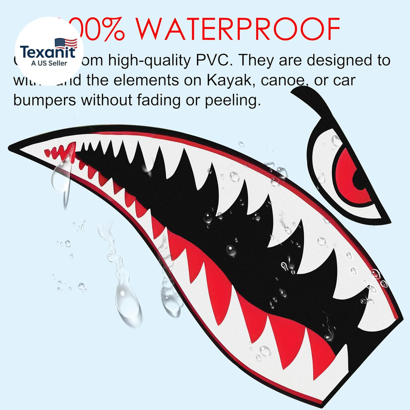 Shark Teeth Sticker， Waterproof PVC Flying Tiger Shark Mouth Decal for Kayak, Ca gallery