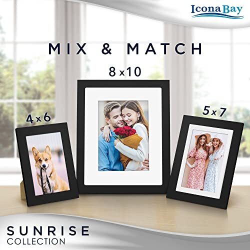 8x0 Mat to 5x7 Solid One-Piece Wood Composite Picture Frame, Modern 1 Black gallery