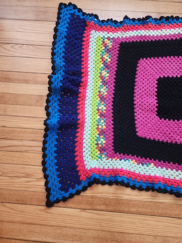 Vtg Handmade Crochet Granny Square Blanket Afghan Throw 42" x 56" One Of A Kind gallery