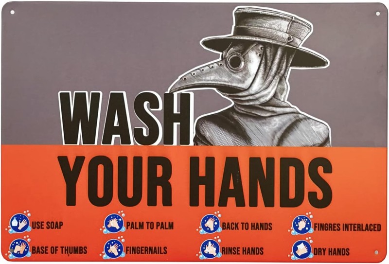 Plague Doctor Wash Your Hands Sign Vintage Tin Metal Signs 8×12 Wall Art Funny B