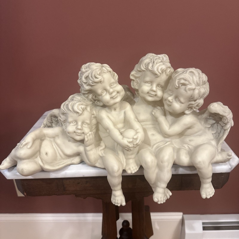 Design Toscano Four Cherubs Angels Stone Finish Poly Resin 18” Indoor/ Outdoor