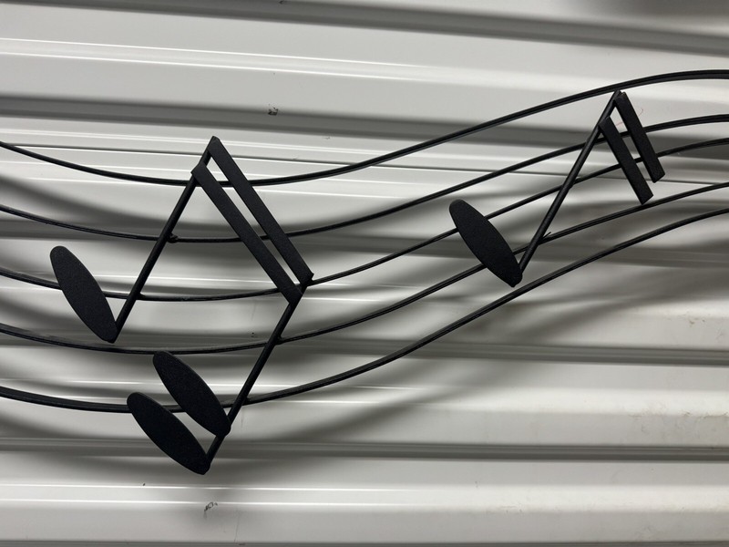 Large Musical Staff Treble Clef & Notes Wavy Bar Metal Wall Art Sculpture, Black gallery
