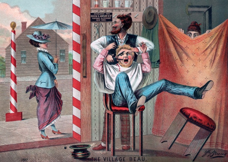15599.Wall Decor Poster.Interior Art.Barber Shop Humor The Village Beau Comic