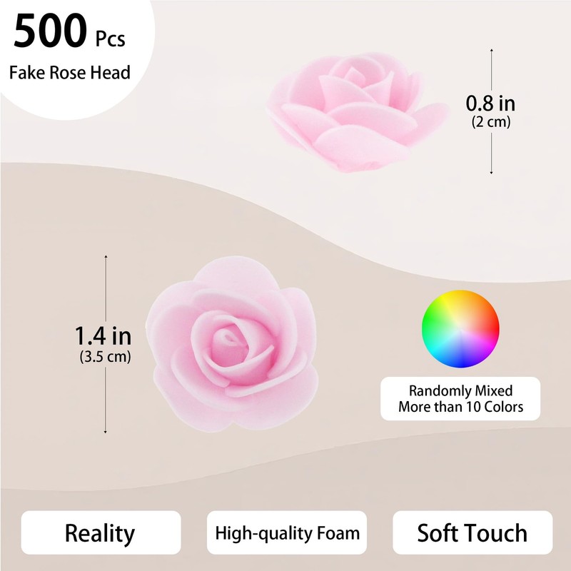 500 Pcs 1.4 Inch Mini Artificial Flowers Head Bulk 5 in 1 Set Faux Foam Fake ... gallery