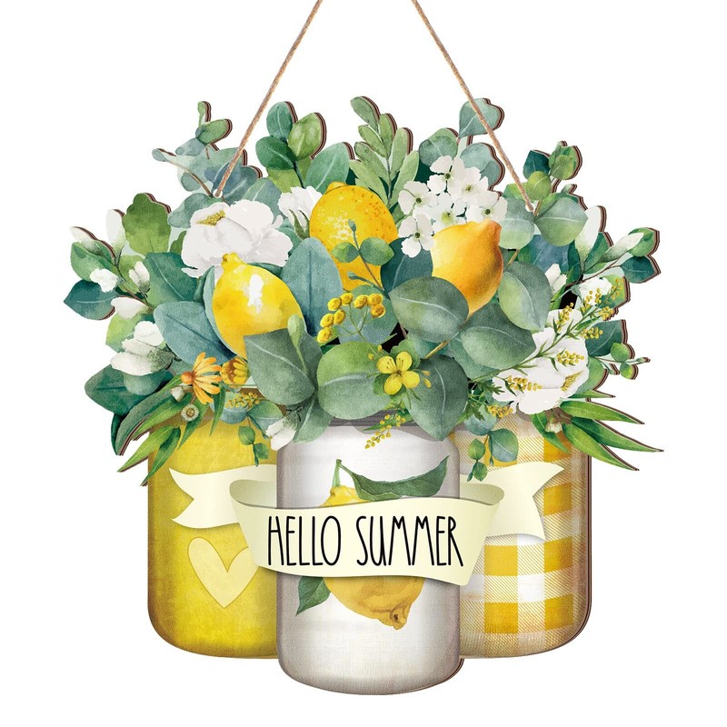 Hello Summer Decorations Flowers Wooden Door Wall Hanging Sign Gift gallery