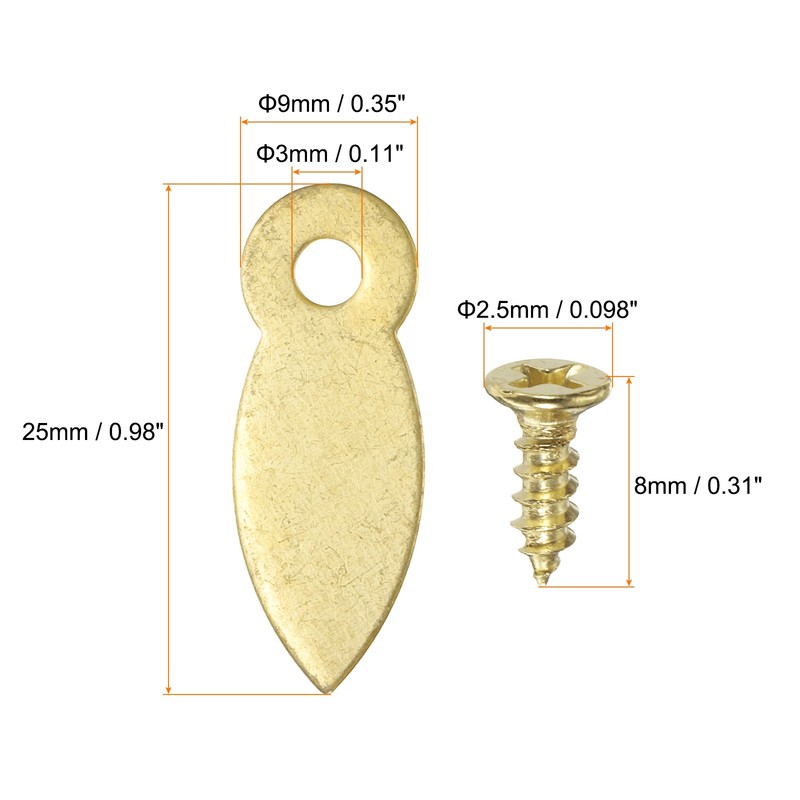 100Pcs Picture Frame Backing Clips with 100Pcs Screws for Hanging Picture, Gold gallery