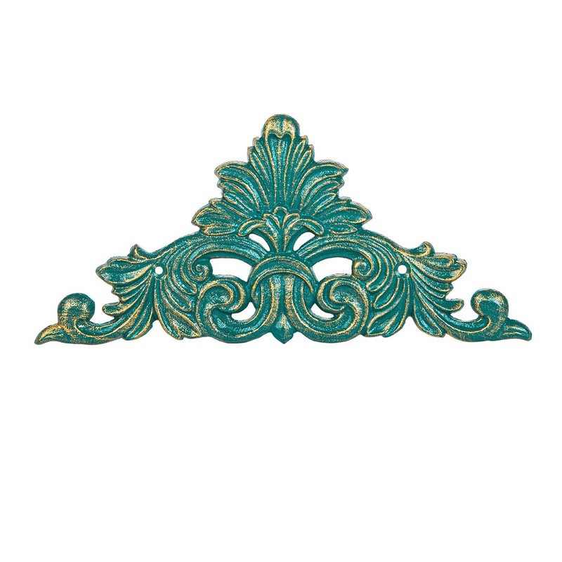 Victorian Style Cast Iron Wall Plaque, Antique Green Fleur De Lis Design Meta…