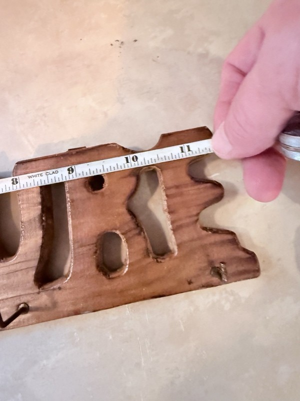cute vintage wood “Measure” hook Measures 12.25 x 3 inches Hangers on the back gallery