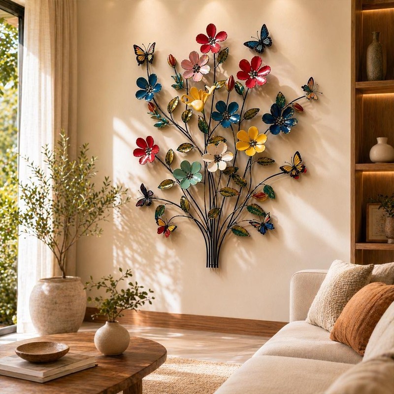 Colorful Floral Metal Wall Art, Butterfly Garden Metal Sign, Rustic Flower Decor gallery