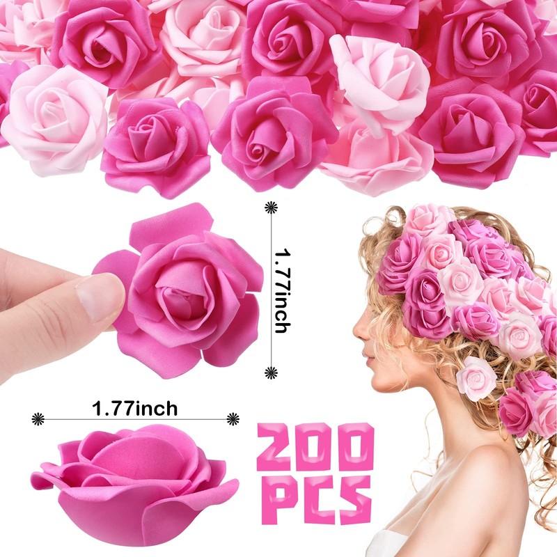 200 Pcs Artificial Rose Flower Heads Bulk Fake Foam Roses Mini Faux Flower fo... gallery