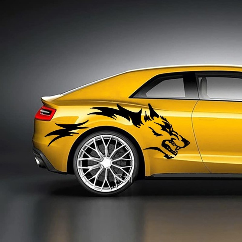 AuMoHall 1 Set Running Wolf Graphics Car Body Sticker Self-Adhesive Wolf Deca... gallery