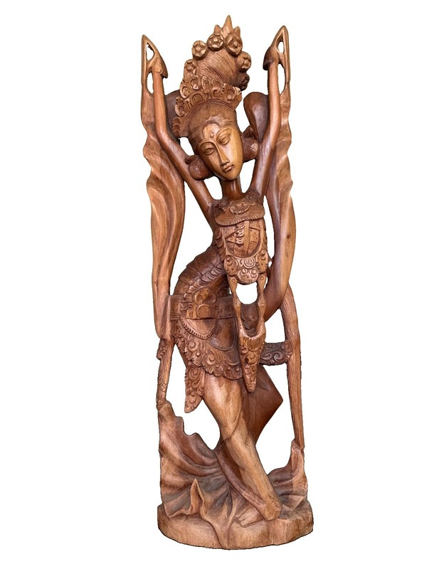 Vintage Balinese Hand Carved Wooden Female Goddess Figure