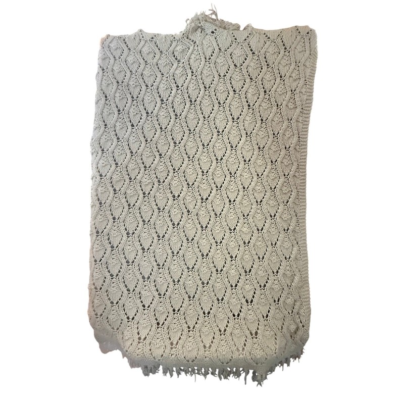 Large Vintage Handmade Granny Knit Crochet Bedspread Boho Ivory Throw 60×72