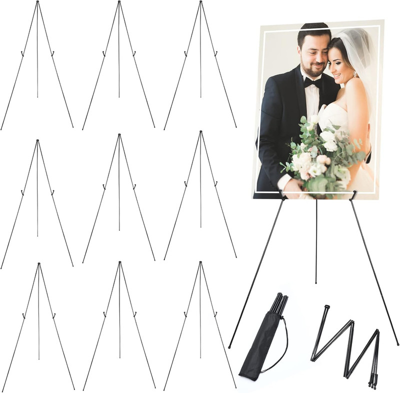 10 Pcs 65 Inch Easel Stand for Display Bulk, Foldable Metal Display Easel Holder gallery