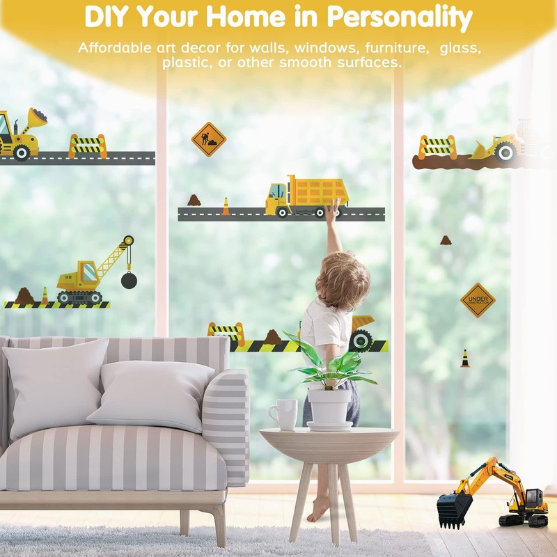 City Construction Vehicles Wall Decals Peel and Stick, Engineering Vehicles T... gallery