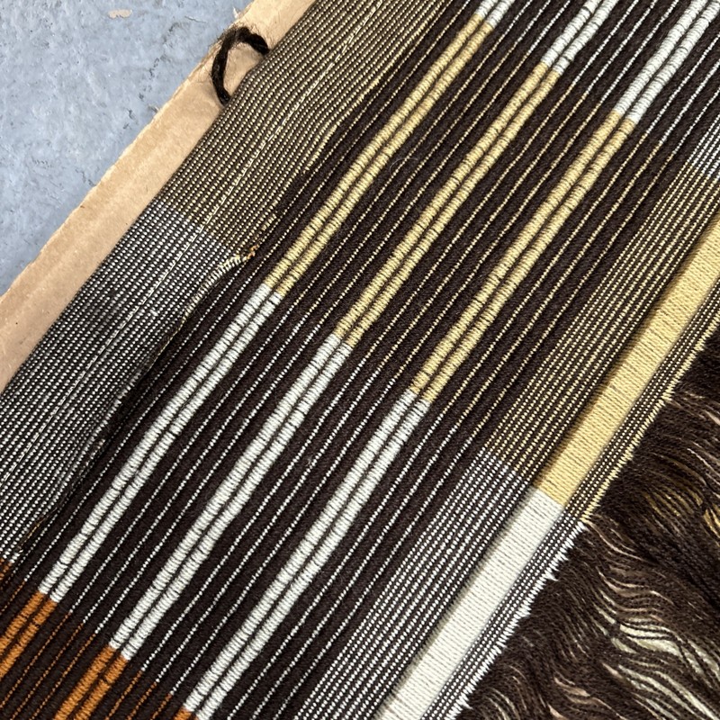 Woven Yarn Wall Hanging Tapestry Geometric Stripes Fringe 46.5”x28” gallery