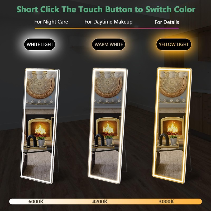 Alpen 64X21 Full Length Mirror Led Lights Lighted Full Body Mirrors Aluminum gallery