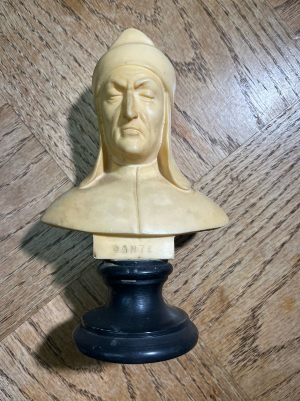 Bust Statue Dante Alighieri Decorative Figurine White 6 1/2” EUC Rare