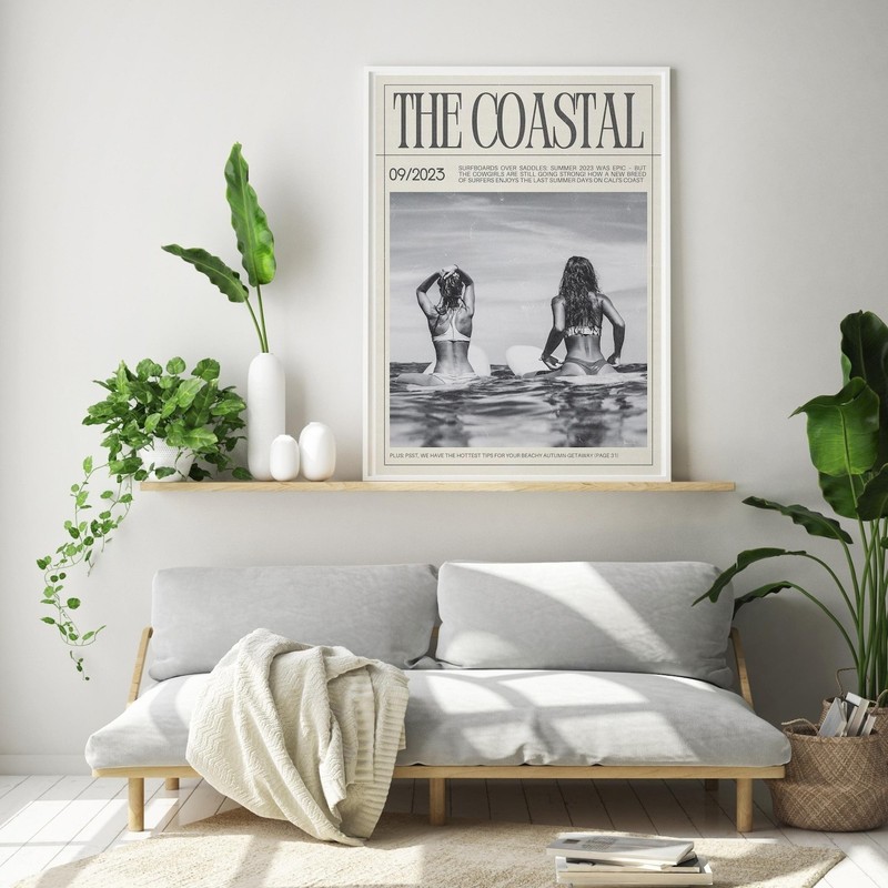 Beachy Surfer Girl Poster Coastal Wall Art Retro Summer Print gallery