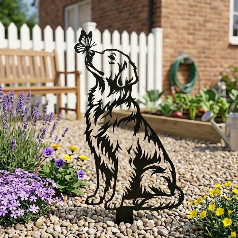 Golden Retriever Metal Garden Sign, Dog Memorial Yard Art Gift