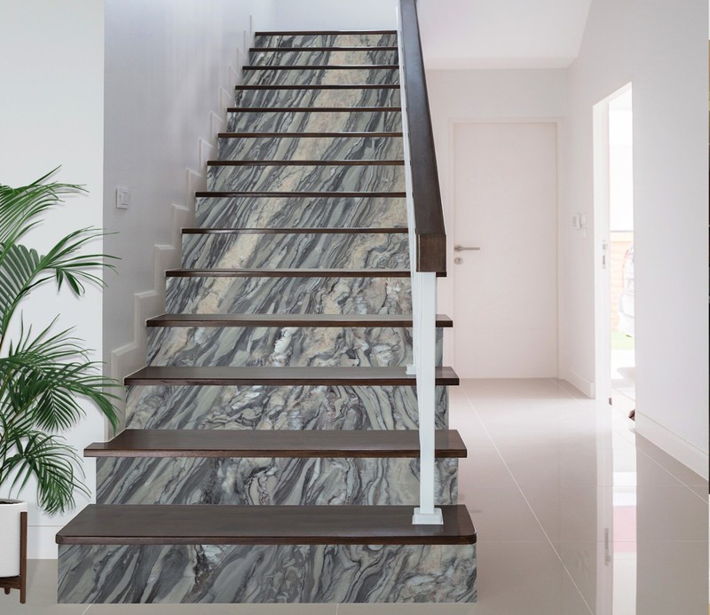3D Black Marble ZHU1178 Stairs Risers Decoration Photo Mural Vinyl Wallpaper Amy