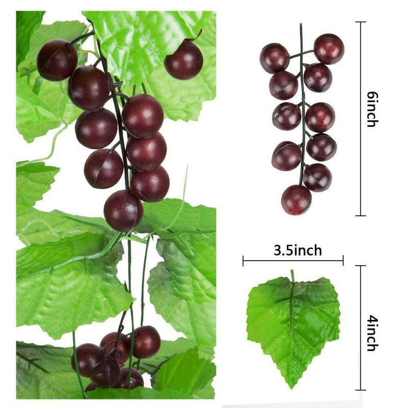4.5 In. Green Artificial Grape Vine with 5-Pieces Silk Leaves and Fruit for Home gallery