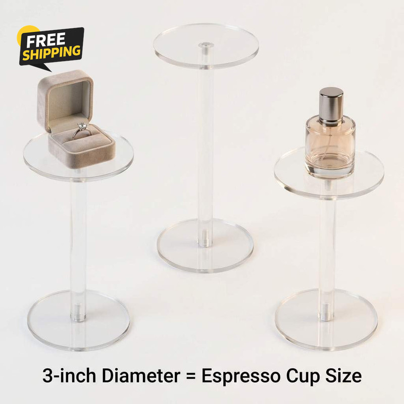 round Acrylic Display Stand, Premium Clear round Riser Stands, Set of 3 gallery