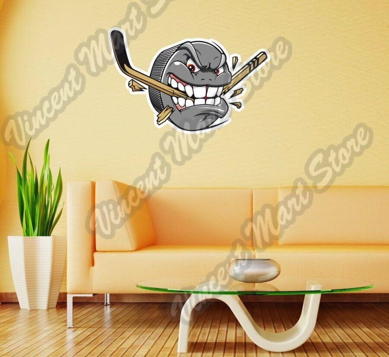 Hockey Puck Bites Breaks Stick Skate NHL Wall Sticker Room Interior Decor 25X20″