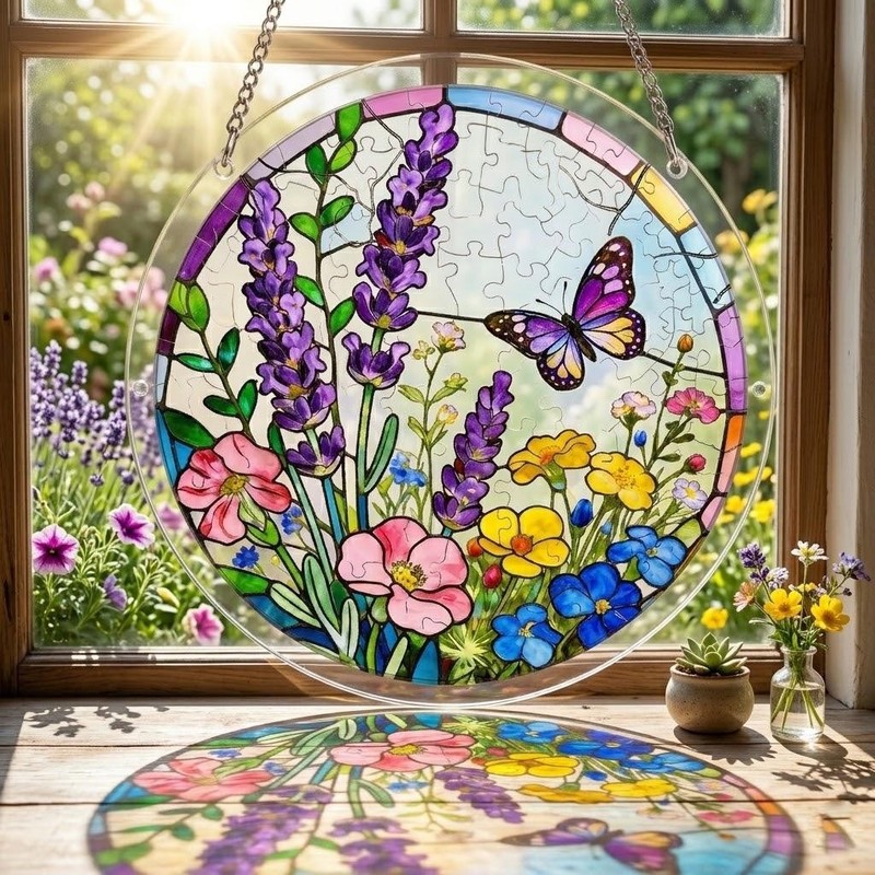 Charming Butterfly Acrylic Puzzle Suncatcher, DIY Suncatcher Puzzle Kit Window