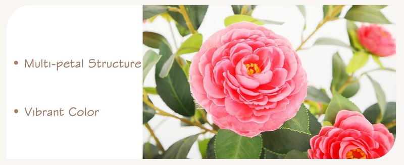 Bellacat 2ft Artificial Camellia Tree with Lifelike Pink Flowers & Leaves, 24in gallery