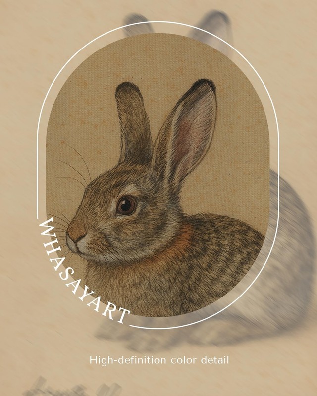 Vintage Gold Framed Canvas Wall Art Rabbit Artwork, Easter Bunny 12x16 Inch A... gallery
