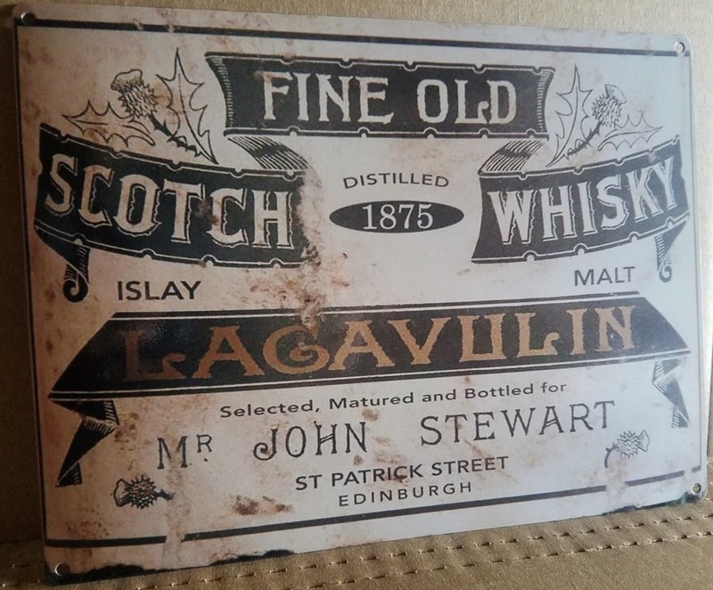 Lagavulin single malt Scotch whiskey classic label reproduction steel sign