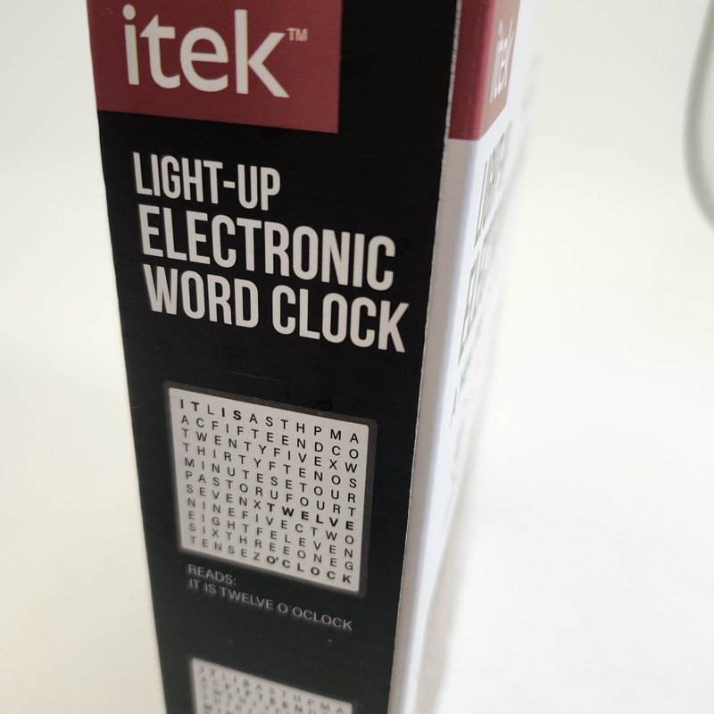 iTek Light Up Electronic Word Clock Text Battery USB 5V DC Powered Sharper Image gallery