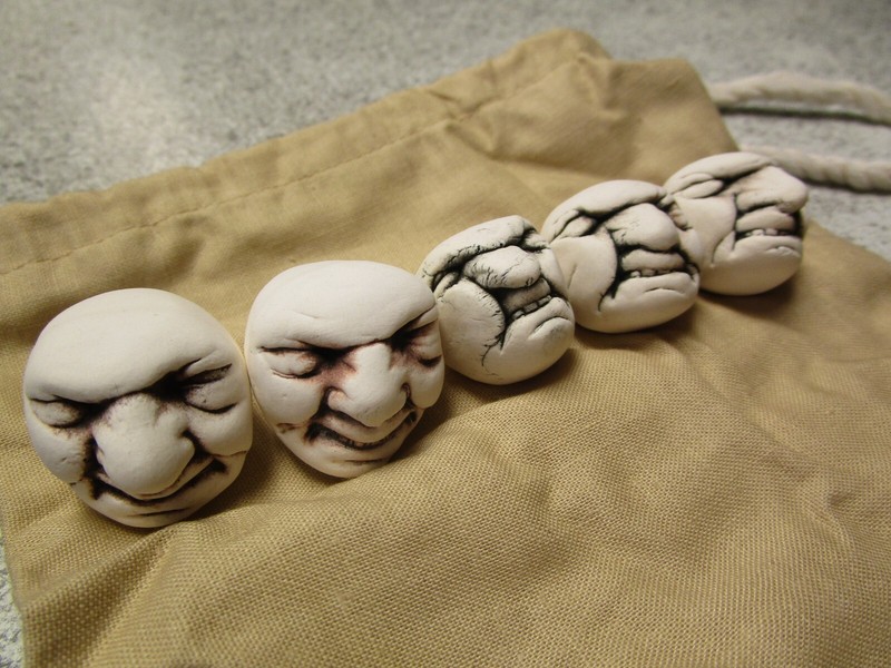 VTG 90’s NOS Creepy Faces Head in bag balls scary philippines pottery clay craft