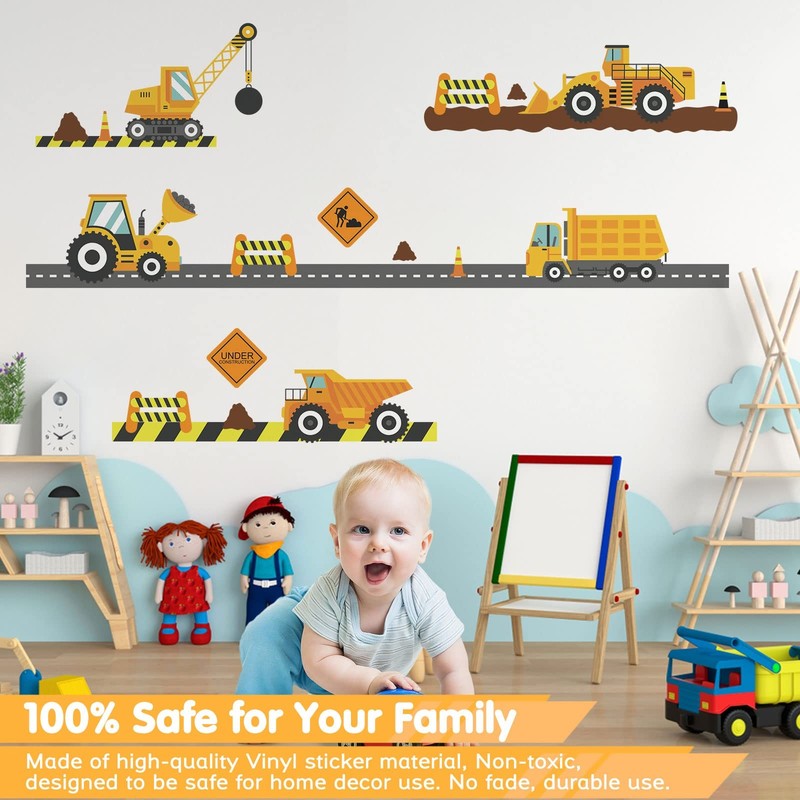 City Construction Vehicles Wall Decals Peel and Stick, Engineering Vehicles T... gallery