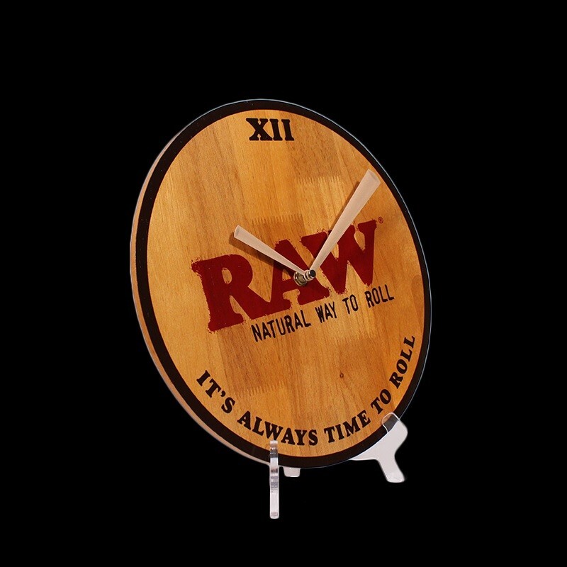 RAW Rolling Papers Logo Limited Edition Wooden Clock "IT'S ALWAYS TIME TO ROLL" gallery