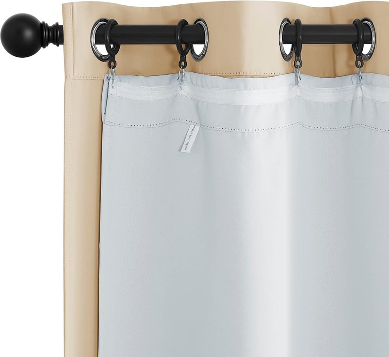 Blackout Draperies Window Curtain Liners – Cafe Curtains, Thermal Insulated Rod
