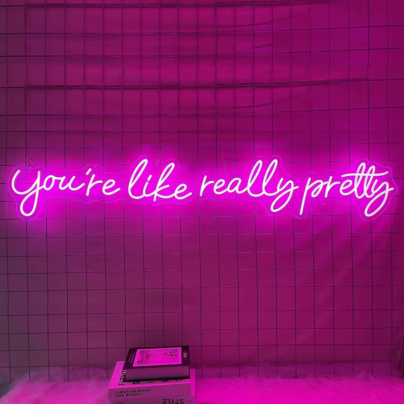 You'Re like Really Pretty Neon Signs for Wall Decor, 56.34 Inches Pink Light up gallery