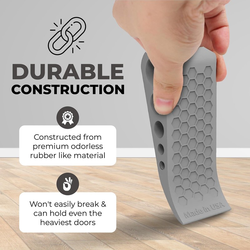 Door Stoppers for Bottom of Door Premium Floor Rubber Door Stop Wedge Made in US gallery