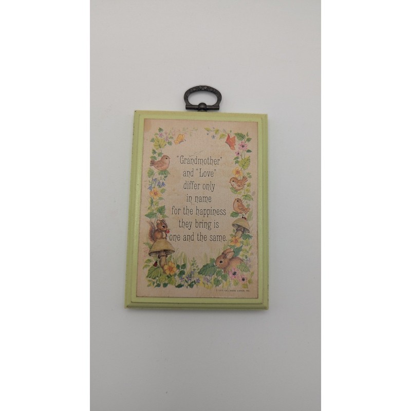 Vintage 1979 Hallmark Wood Plaque Grandmother Love Forest Animals Made in USA