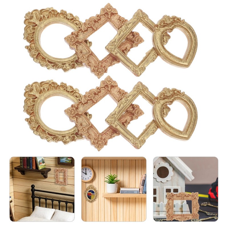 12 Pcs Mini Frame for Crafts Dollhouse Wall Art Frames Picture Decorative Photo gallery