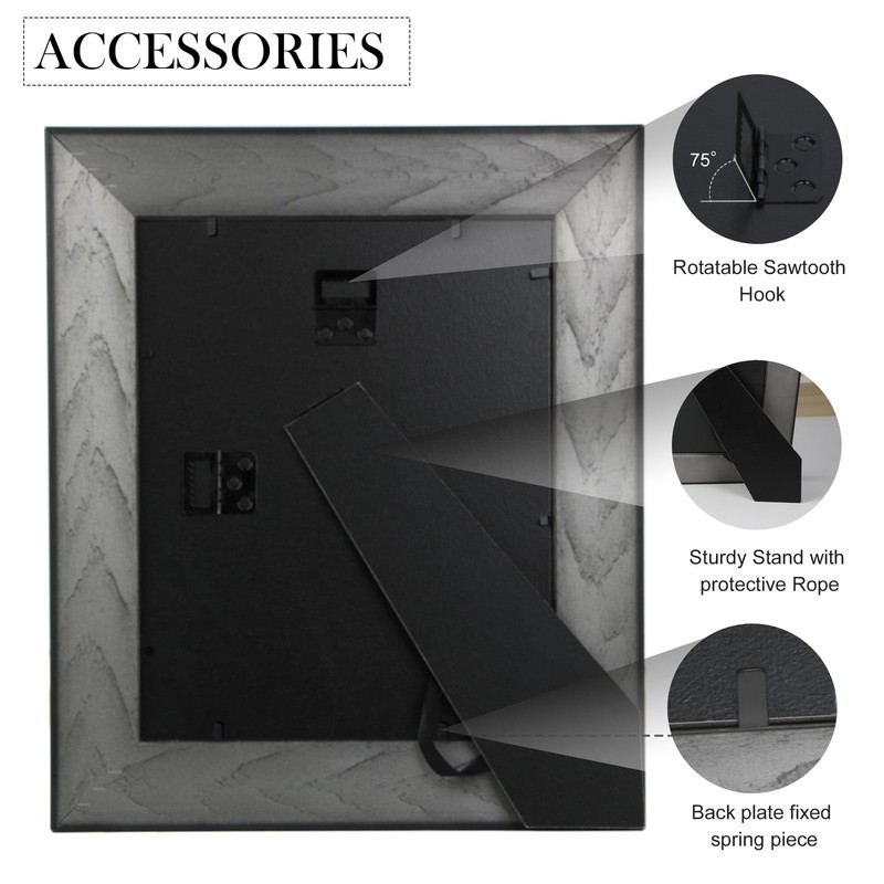 Fisnish 8x10 Picture Frame, Table Top or Wall Mount, Black, 1 Pack gallery