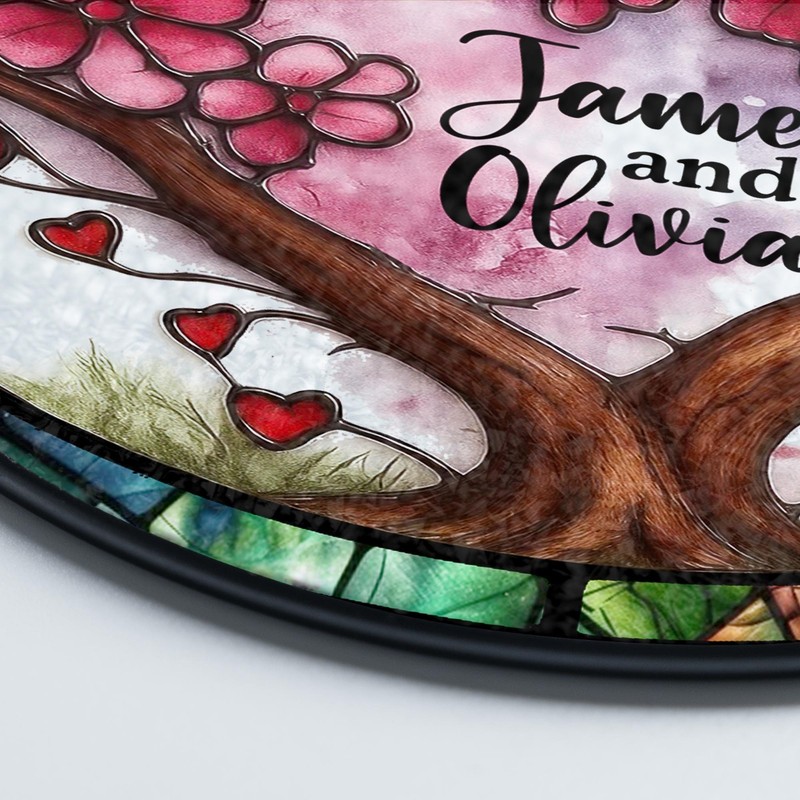 Personalized Couple Tree Heart Stained Glass Suncatcher, Custom Name Window gallery