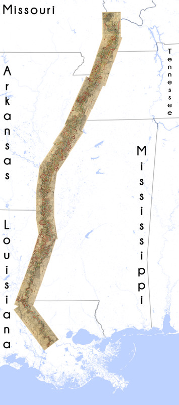 Baton Rouge, Mississippi River, Meander Belt, Harold Fisk Map, Page 22 Sheet 15 gallery
