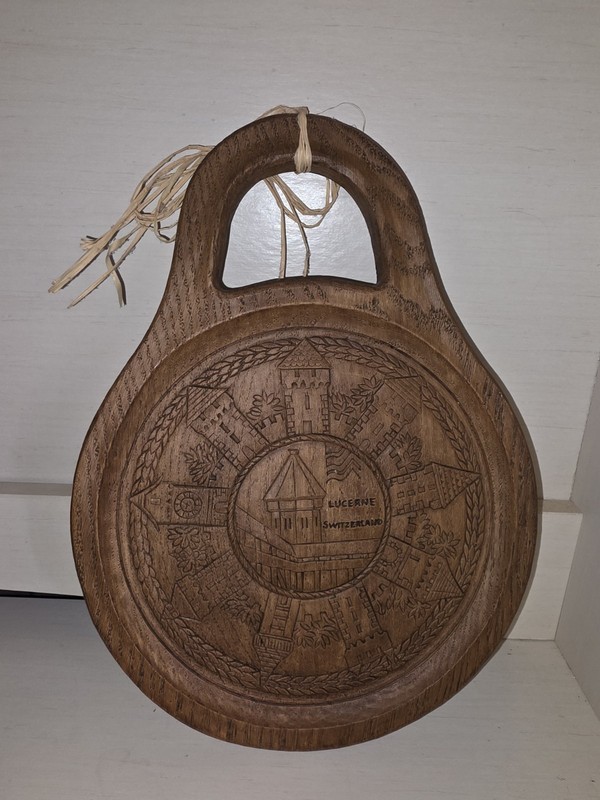 Vintage Wooden Carved Sign 800th Anniversary Of Lucerne, Switzerland (1178-1978)