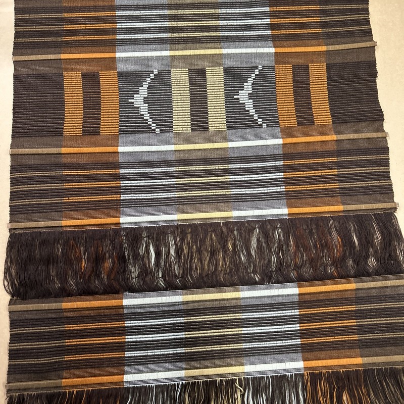Woven Yarn Wall Hanging Tapestry Geometric Stripes Fringe 46.5”x28” gallery