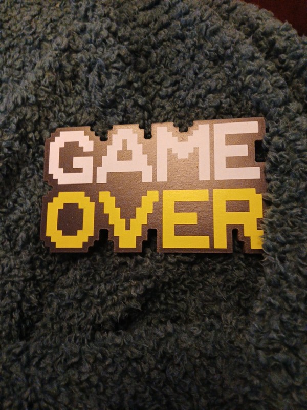 Game Over Wood Decoration 7” X 4”