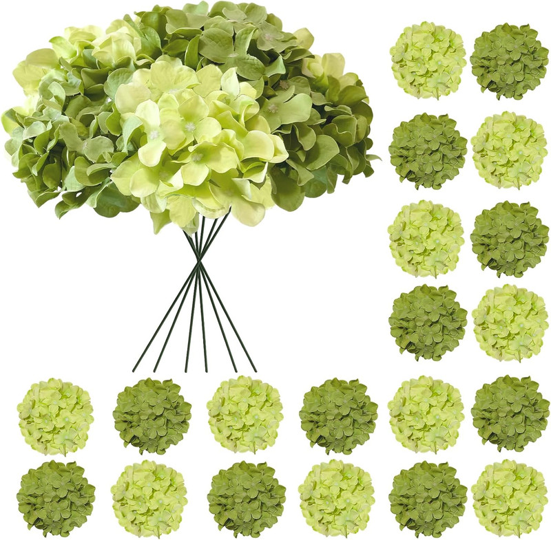 20 Pcs Green Faux Hydrangea Flowers for Wedding and Outdoor Decor gallery