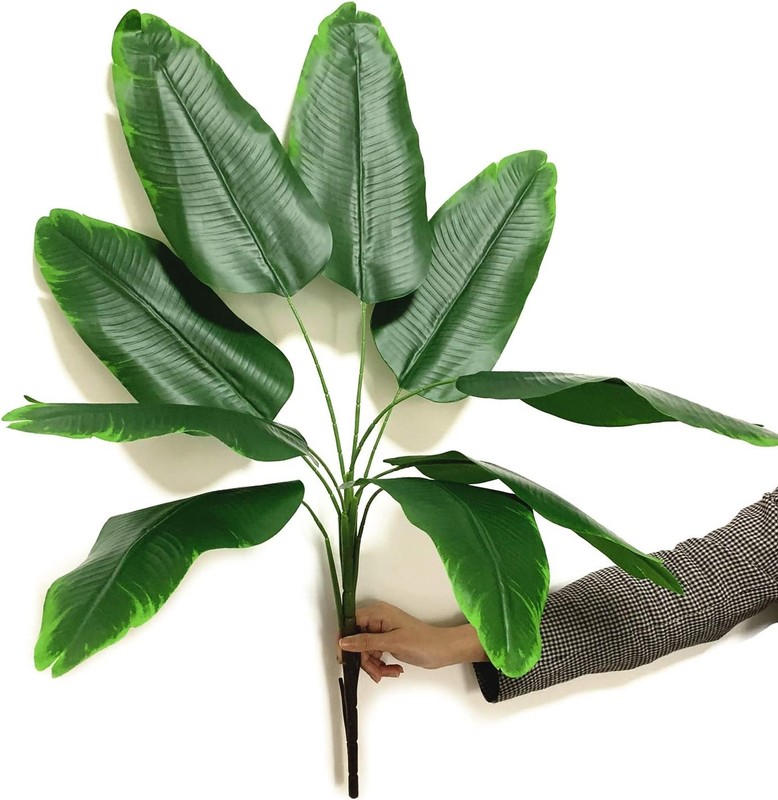 Artificial Plants Tropical Leaves, Fake Greenery Banana Tree Faux Palm Plant