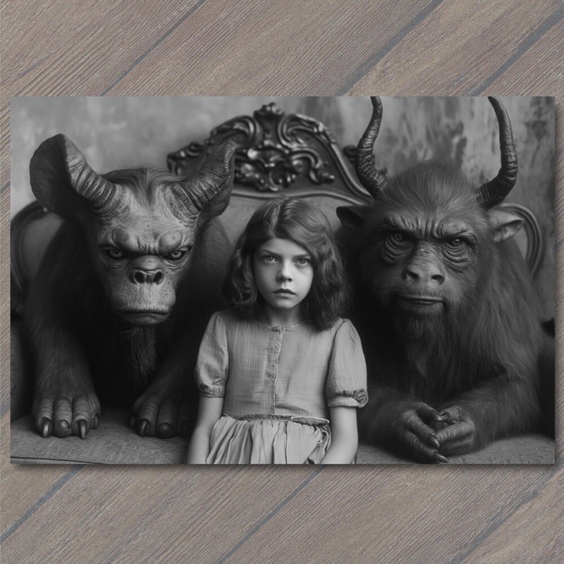 Art Print Girl Monster Weird Creepy Imaginary Friend Nightmare Scary Unusual Pet